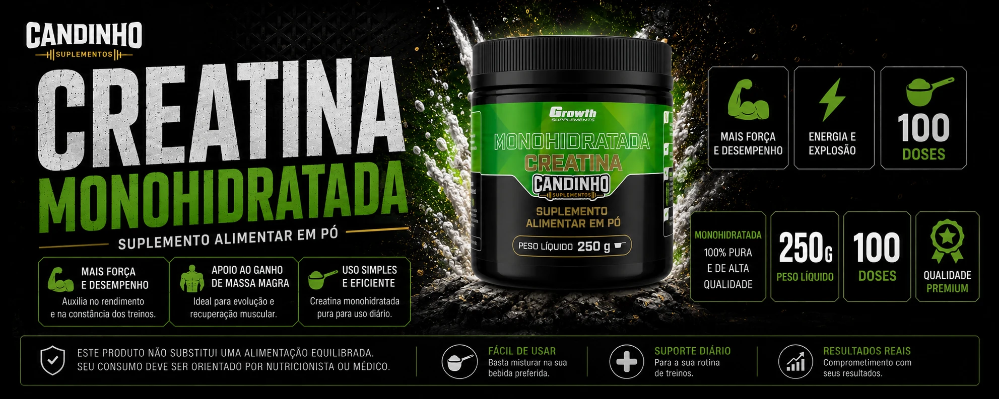 Destaque de Creatina 250g Growth Supplements